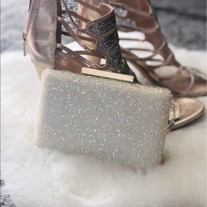 Gold Sparkly Evening Clutch w/Chain Strap
